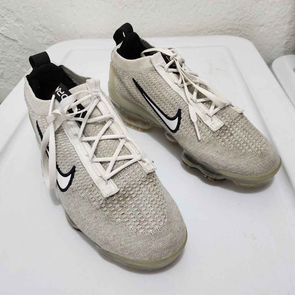 Nike Air VaporMax 2021 FK White Black Metallic Silver Running Shoes Mens 8.5